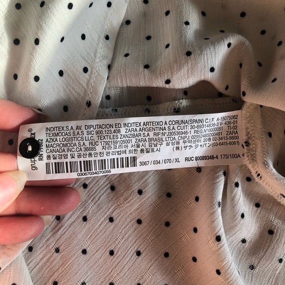 Zara White and Black Polka Dot Peplum Blouse - Picture 8 of 8